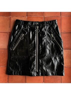 Sz 25 Stone Row By Volcom ‘True To This’ Black Pleather Skirt / Silver Hardware